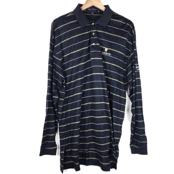 BYRON NELSON Golf Shirt Long Sleeve Eleven Straight Stripe Eagle’s Landing Large - Picture 9 of 9